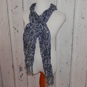 NEW Lands End Cotton Linen Paisley Print Scarf